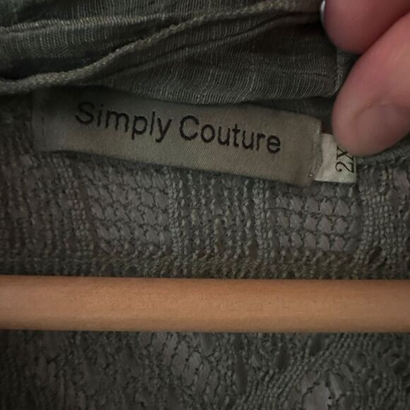 Simply Couture Green Lace Open Long Cardigan Swim Coverup Size 2X - Picture 3 of 6